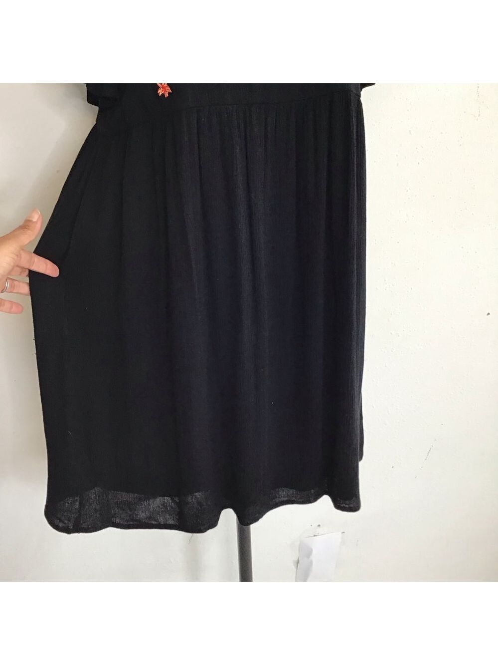 Everleigh Women Black Floral Embroidered Fun Mini Dress XS - Picture 7 of 14
